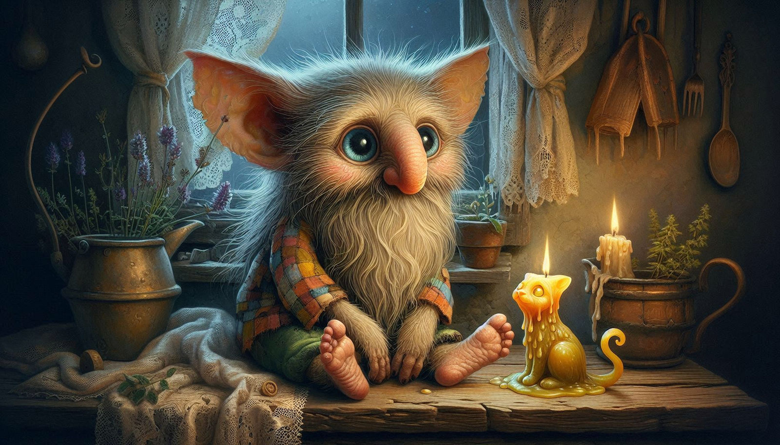 «The house spirit and the candle-kitten — keepers of silence»