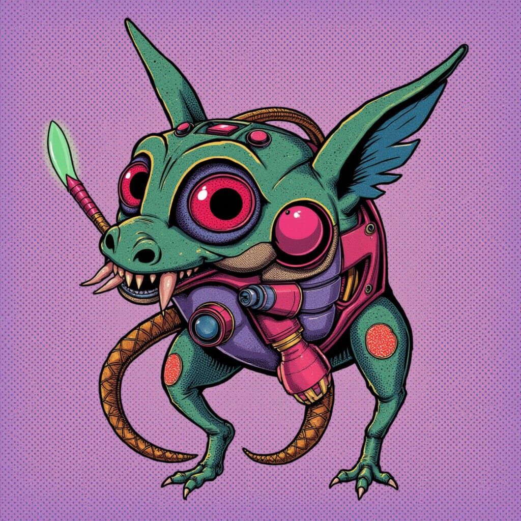 <lora:GN RetroAlienPets:1.0>