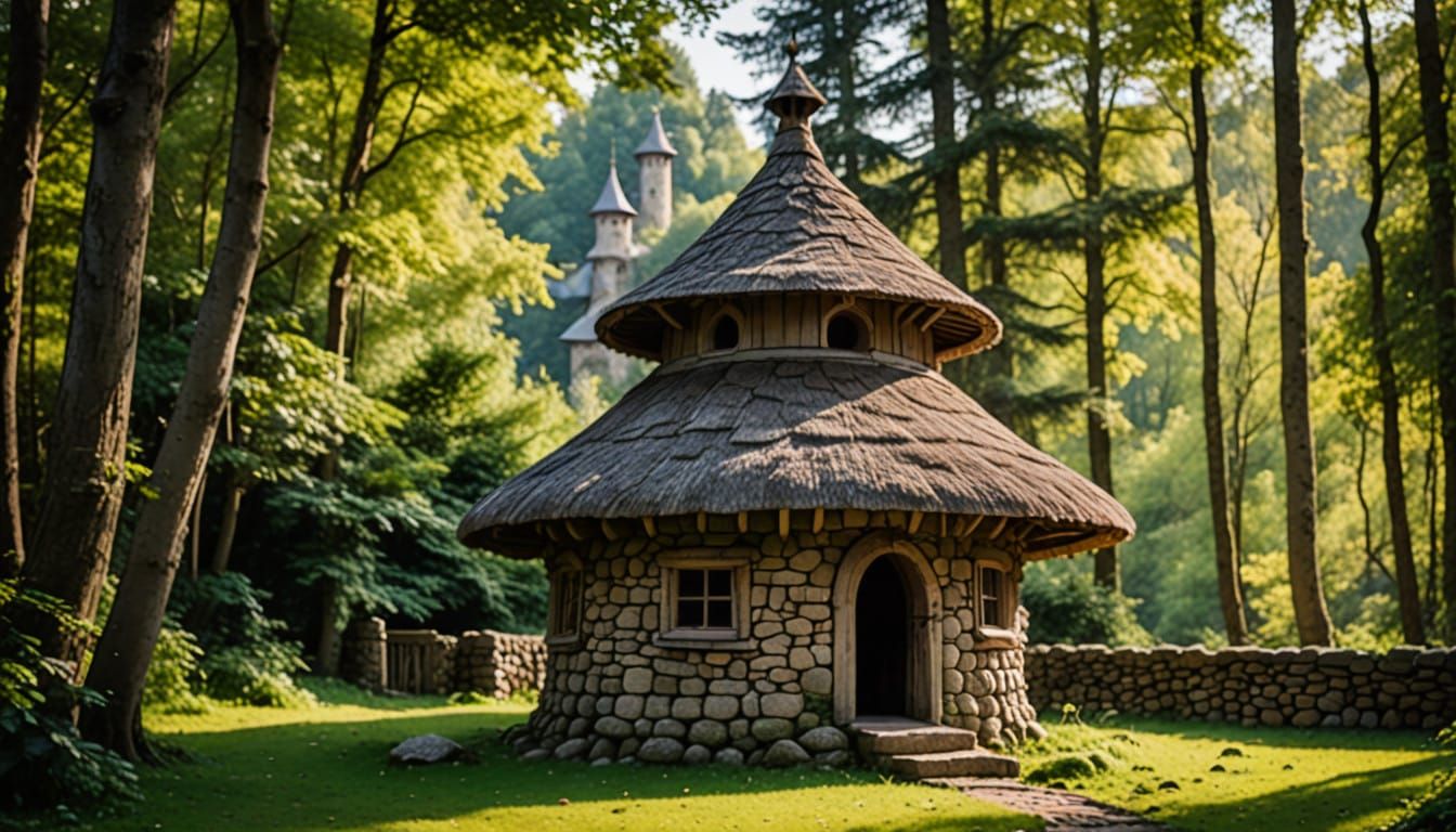round stone hut in the garden