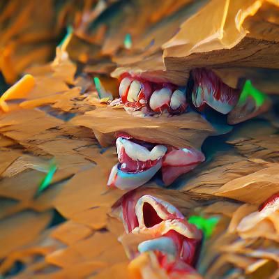 Endless rows of jagged and disgusting teeth in a gaping chas...