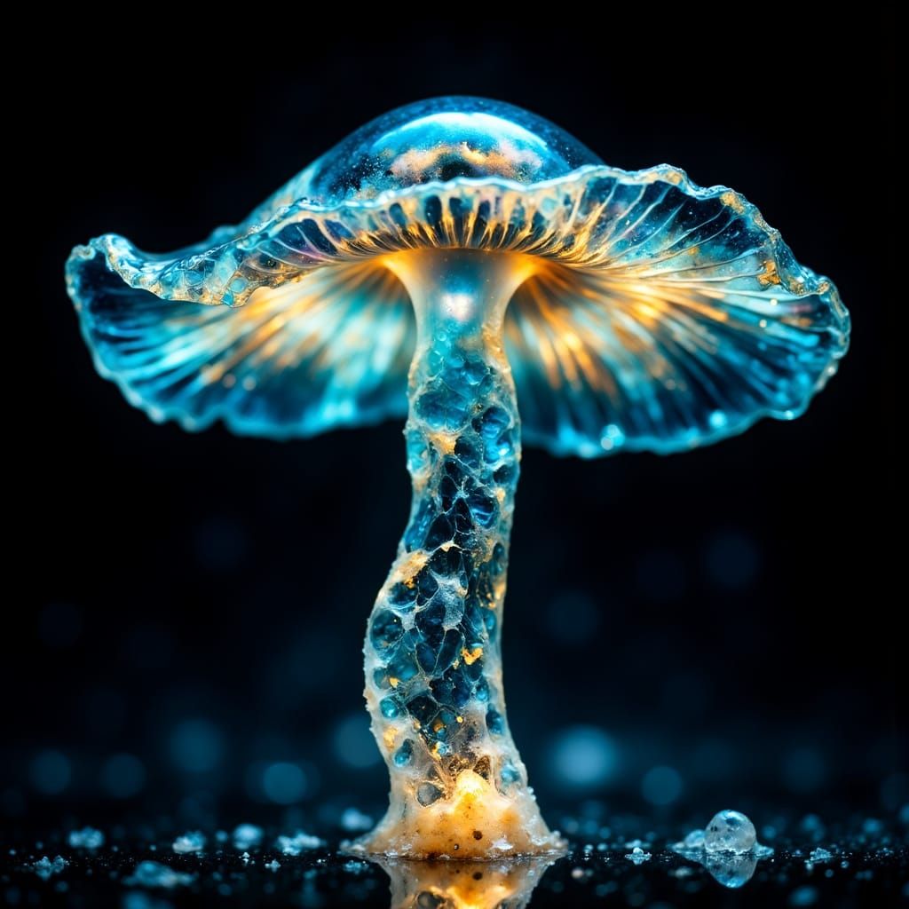 Glowing Iridescent Amanita Muscaria Mushroom