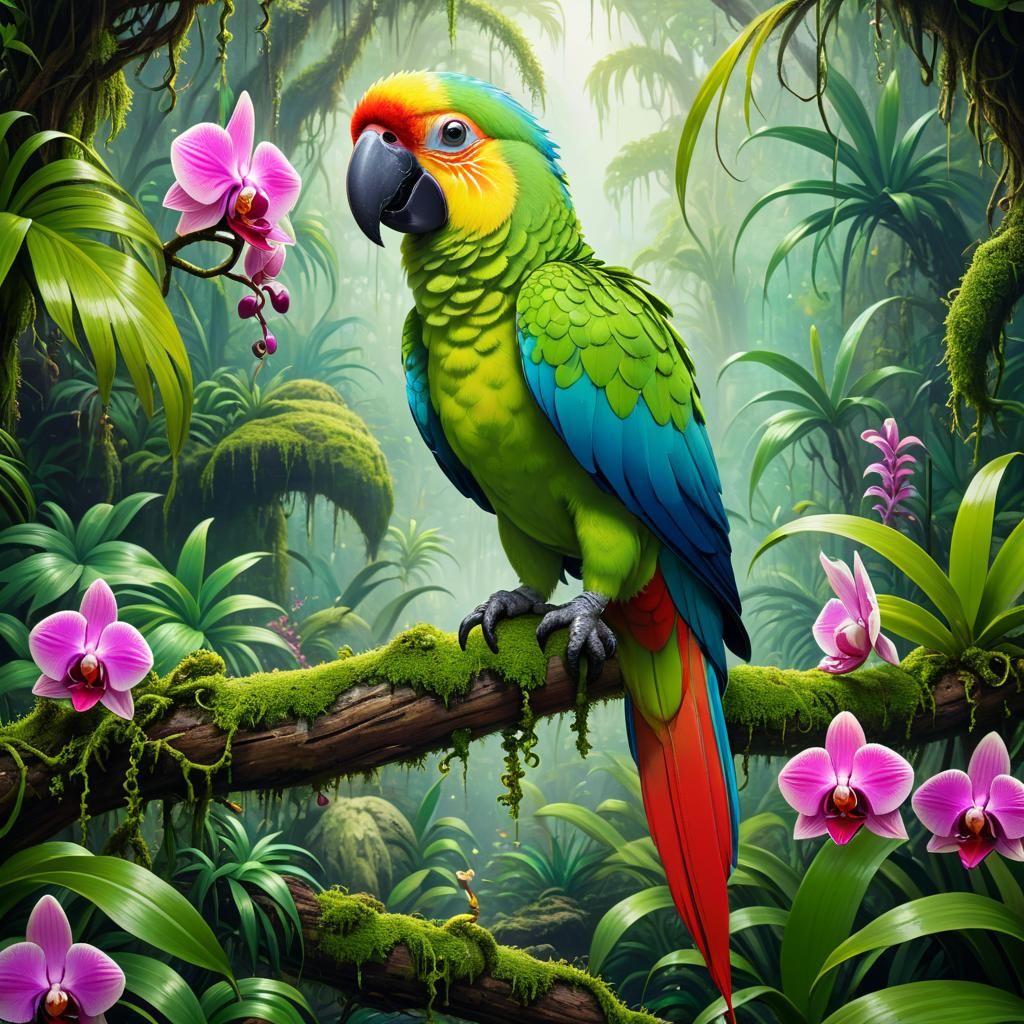 Parrot in its habitat   by @Blue