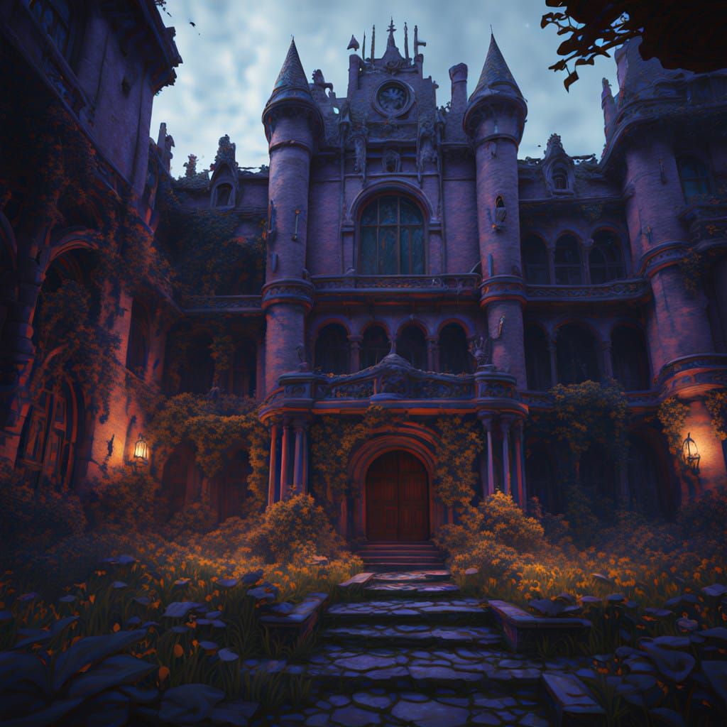 Abandoned Disney Castle in Dark Fantasy Style