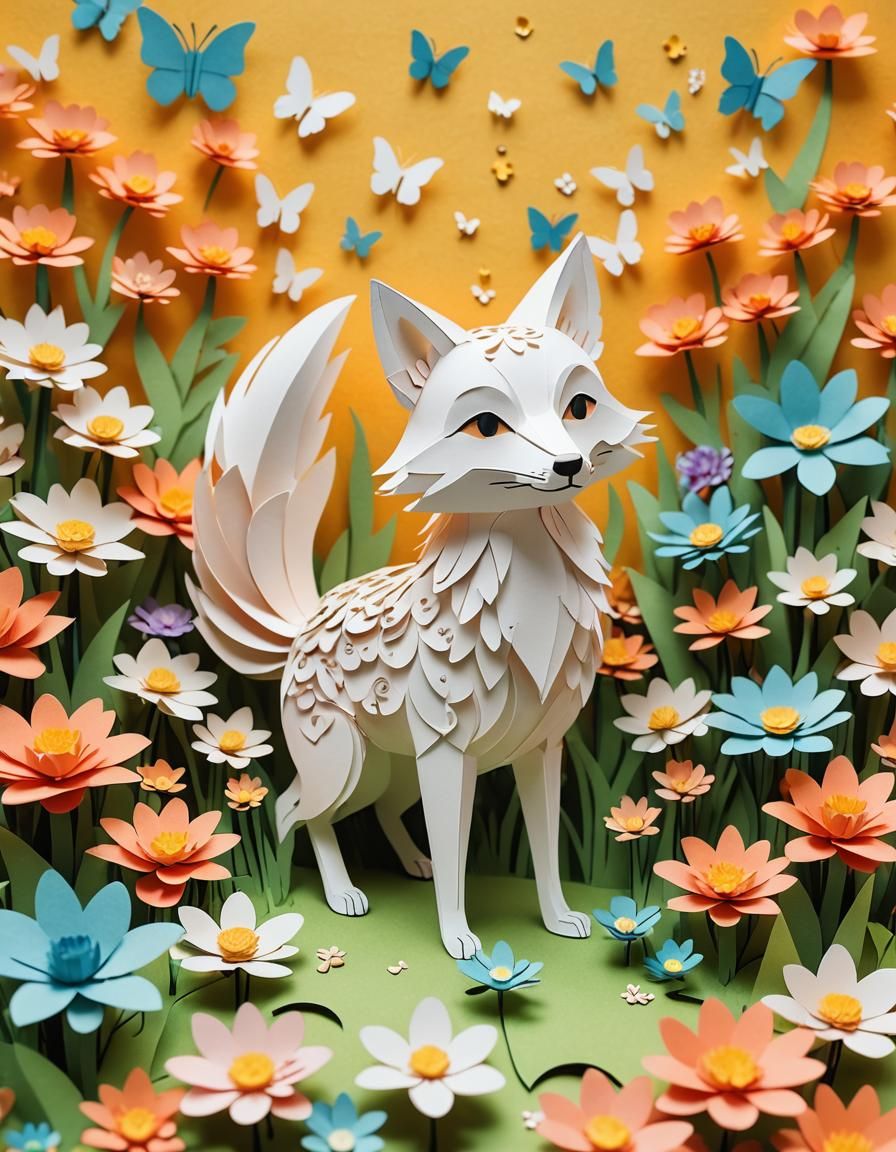 Paper Fox  by @AdvanceBegginerAIGenerator