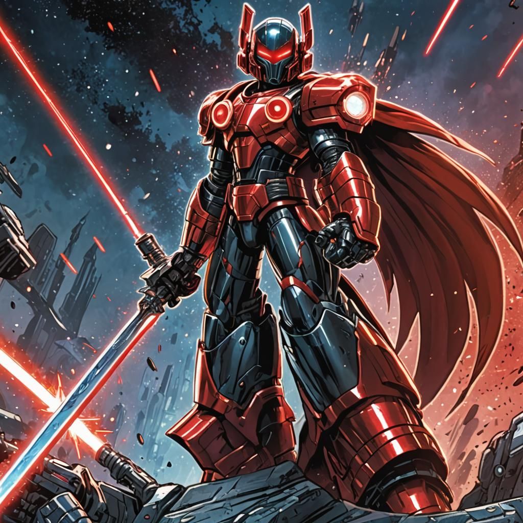 Zero in Black and Red Armor Comic Art