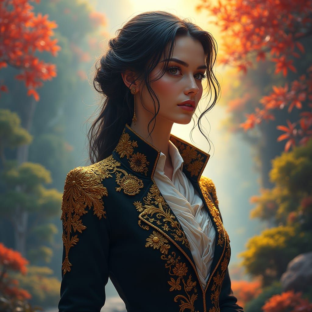 Elegant Man Wears Intricately Embroidered Coat in Vibrant En...