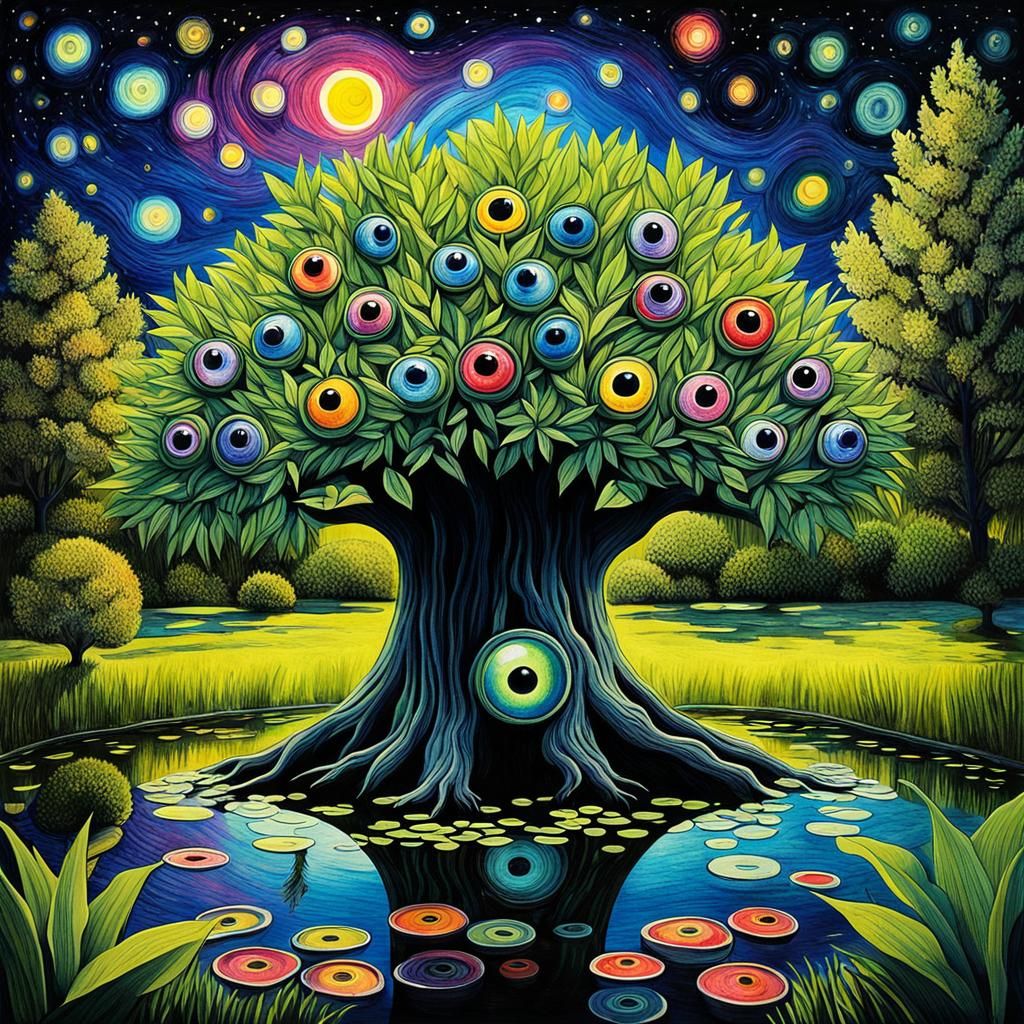 Kids Crayon drawings ,surreal (child's drawing )of a goth woman in pain swimming in  blackness, skulls,rose,,googly eyes   rayograph Man Ra...