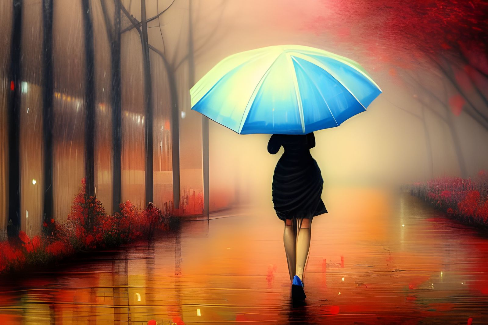 Rainy Autumn Day - AI Generated Artwork - NightCafe Creator