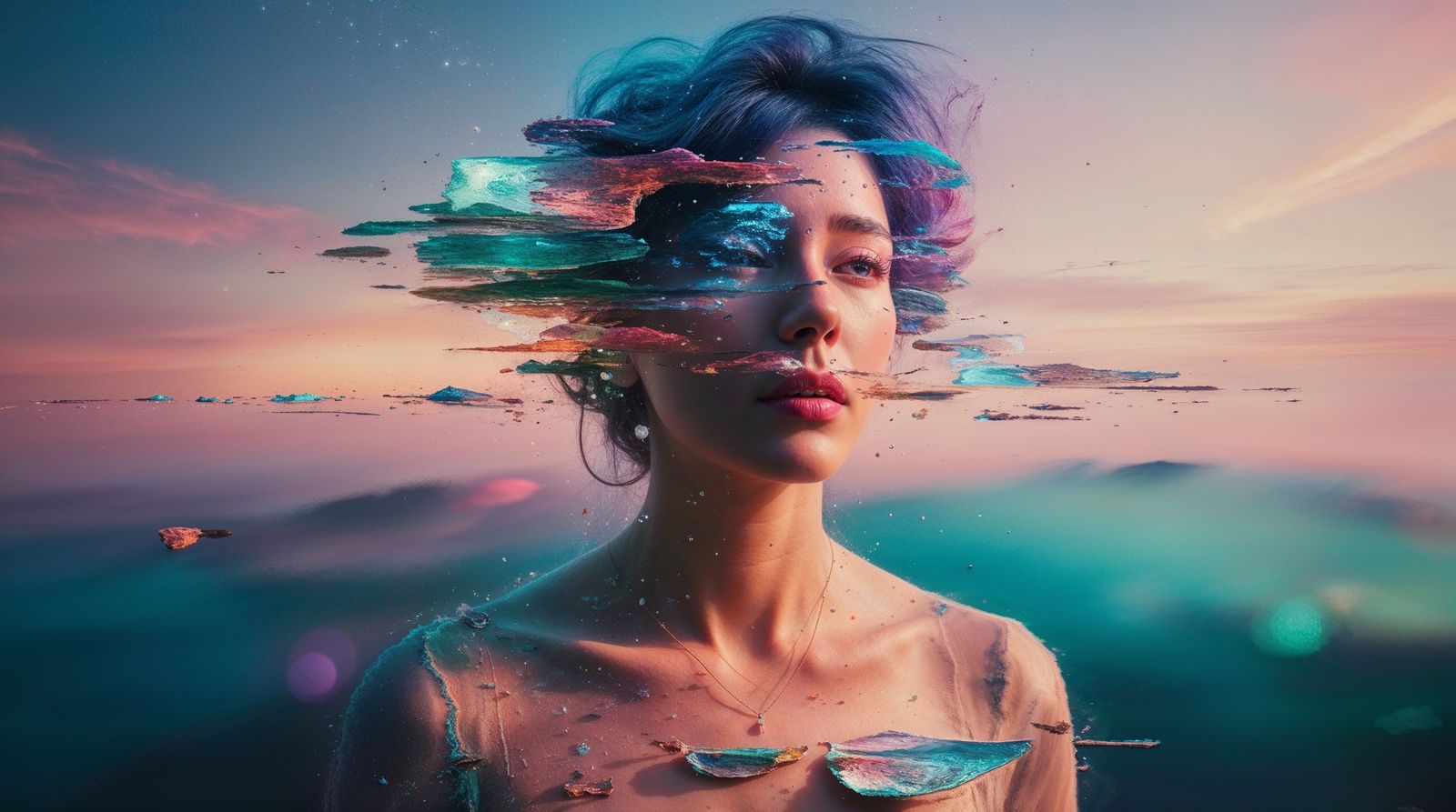 Memories dissolving into a shimmering landscape of emotional...