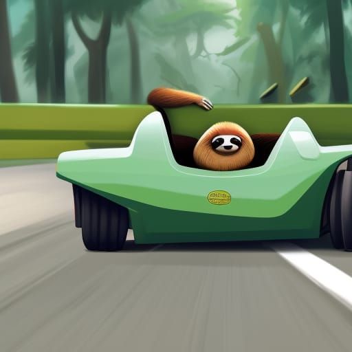 Sloths driving a sport Car - AI Generated Artwork - NightCafe Creator