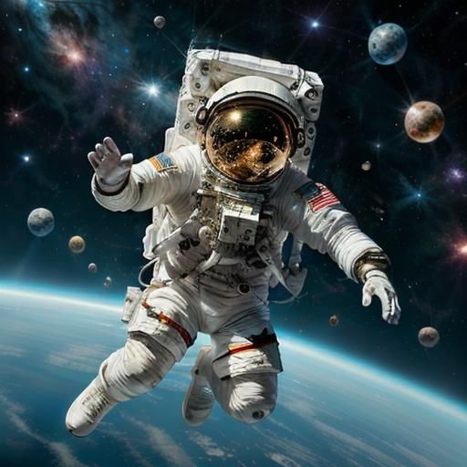 Beautiful astronaut floating near a space station, fancy, galactic, beauty <lora:Astronaut:0.5>