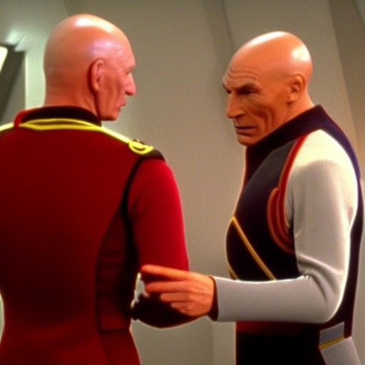 Captain Picard fighting Worf