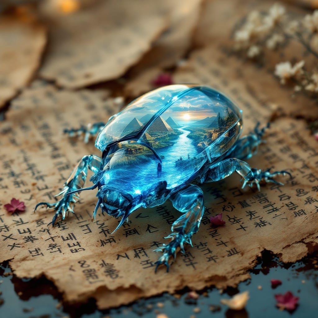 Chrystal Scarab with a landscape in its back (1)  by @Nikki