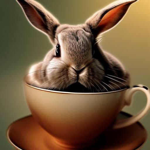 Cute rabbit in Teacup - AI Generated Artwork - NightCafe Creator