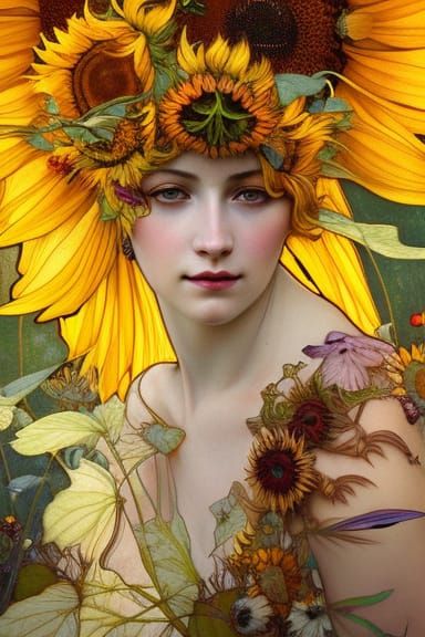 Sunflower Goddess - AI Generated Artwork - NightCafe Creator