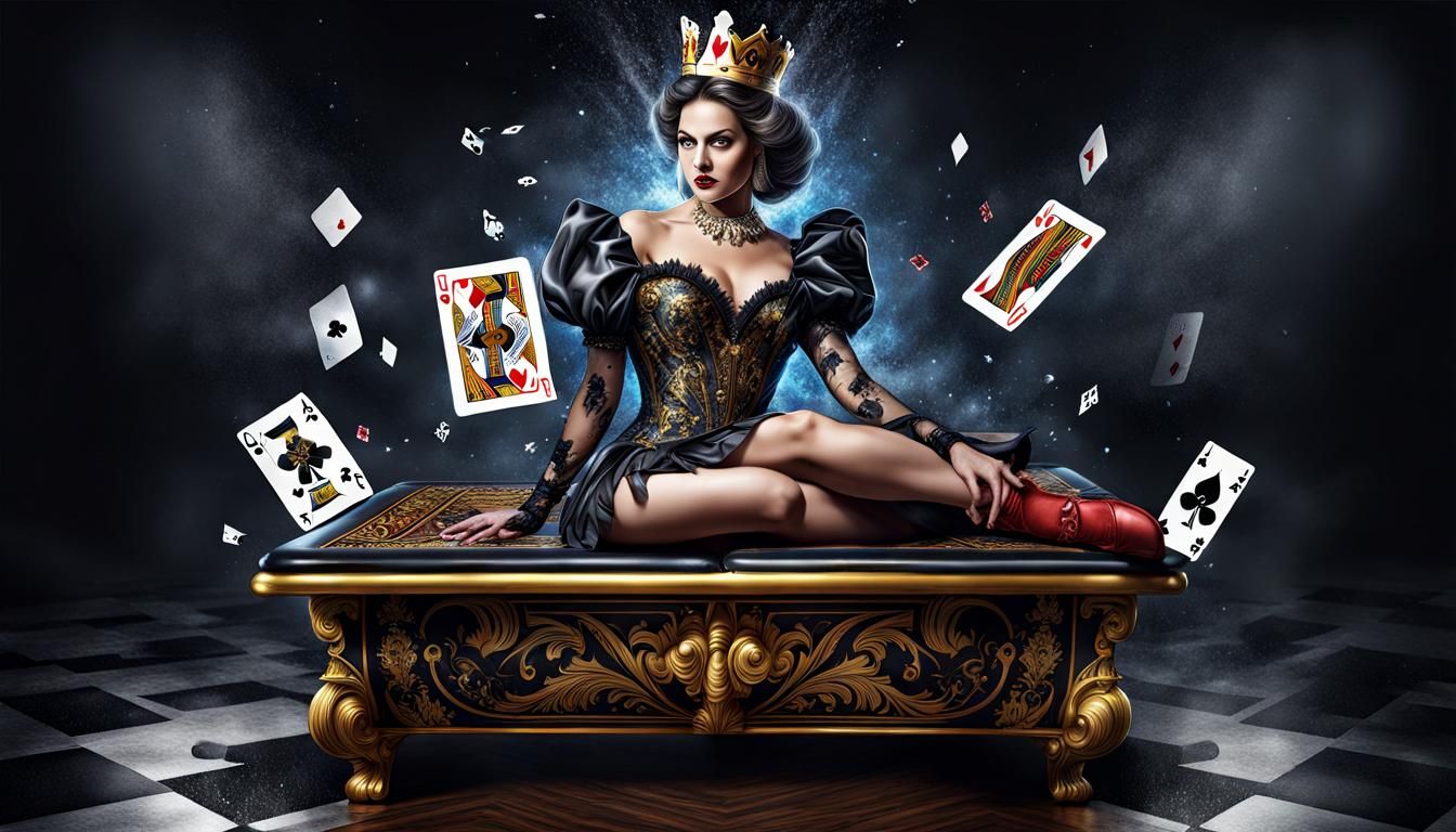 Queen of Clubs Splash Art Portrait