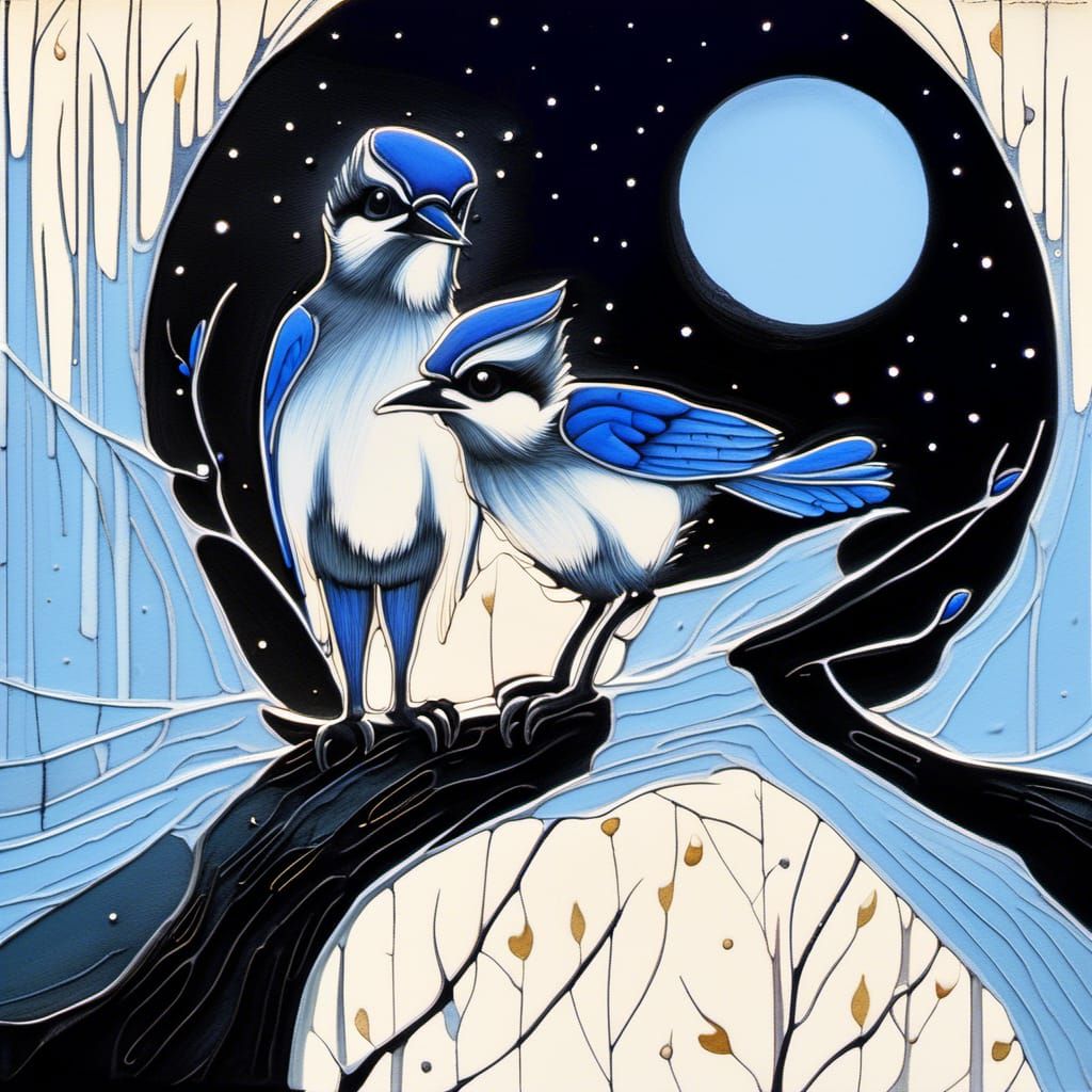 a Pair of Blue Jay chicks