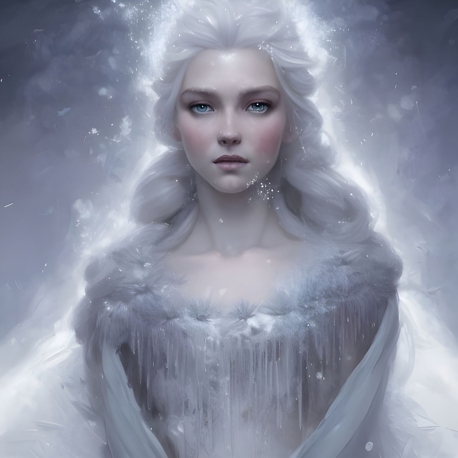 Beautiful HD high quality intricate hyperdetailed elaborate ethereal  Masterpiece portrait of the snow storm goddess snow queen frost princes...  - AI Generated Artwork - NightCafe Creator