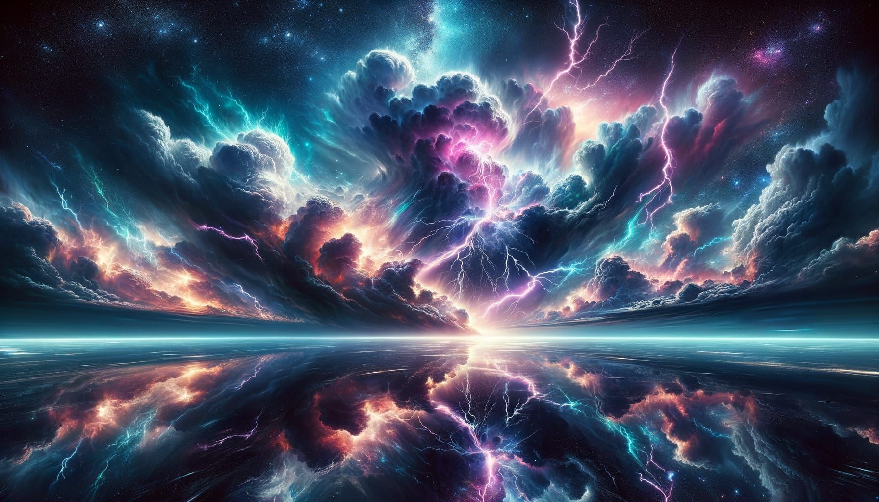 Celestial Storm Over Cosmic Ocean