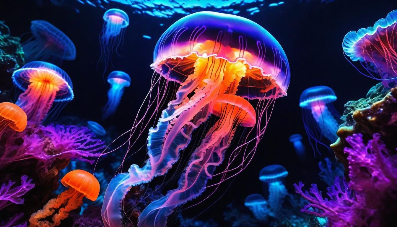 Blacklight. Jellyfish at Night  by @Meurig Davies