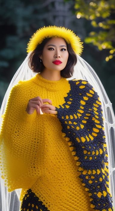 Yellow Crochet Spiderweb Dress