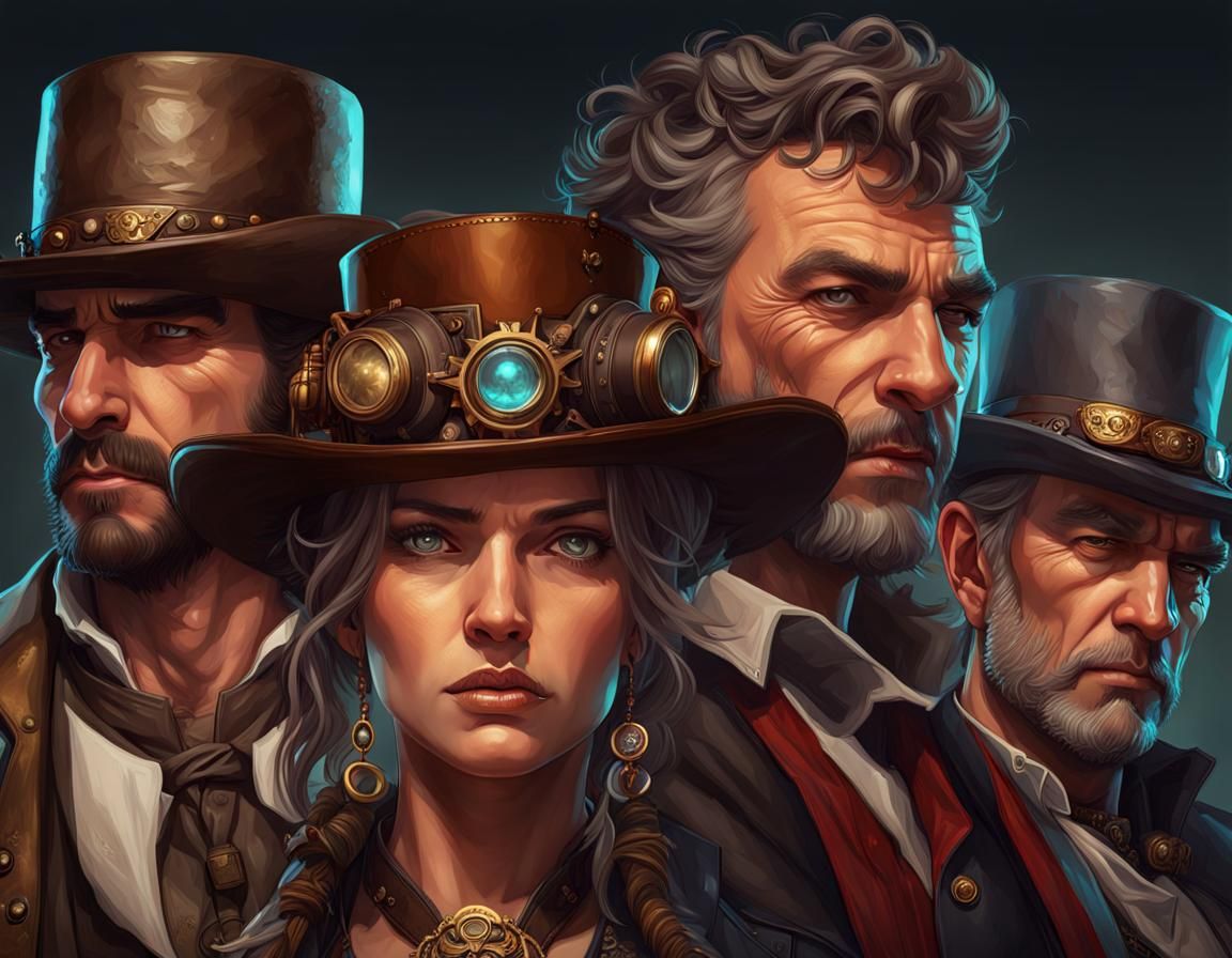 The Good The Bad And The Ugly, Steampunk, Centred Portrait - Ai 