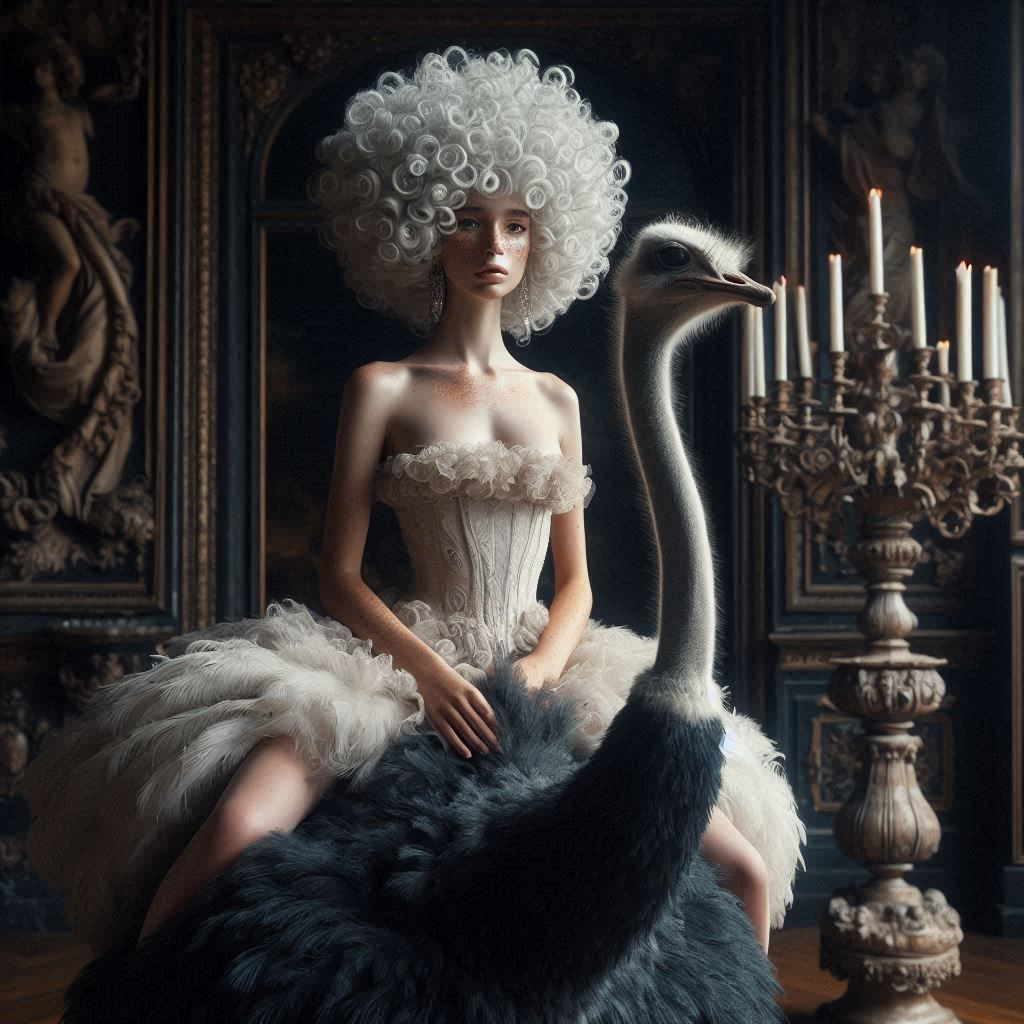 Rococo Queen and her Ostrich