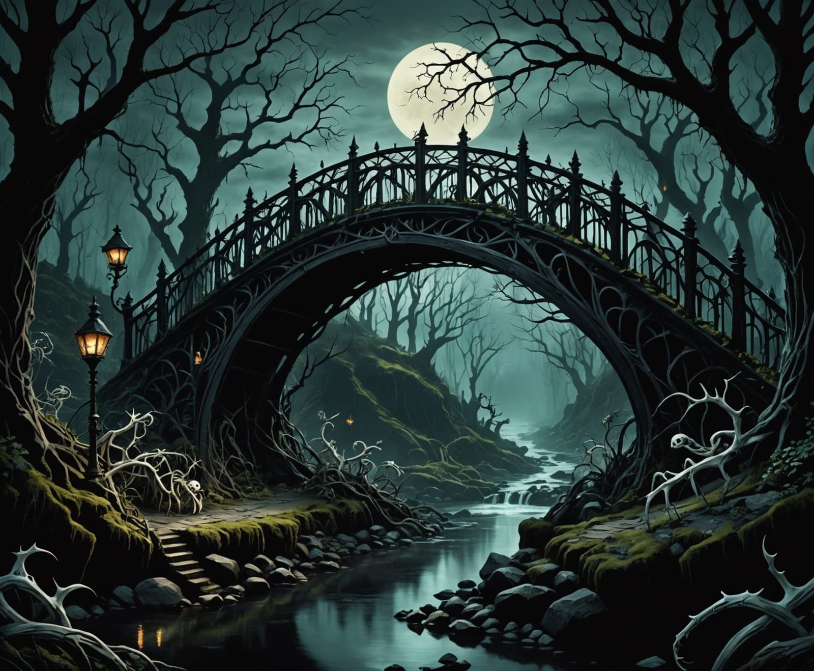Gothic Bridge in a Dark Forest  by @EmzMc