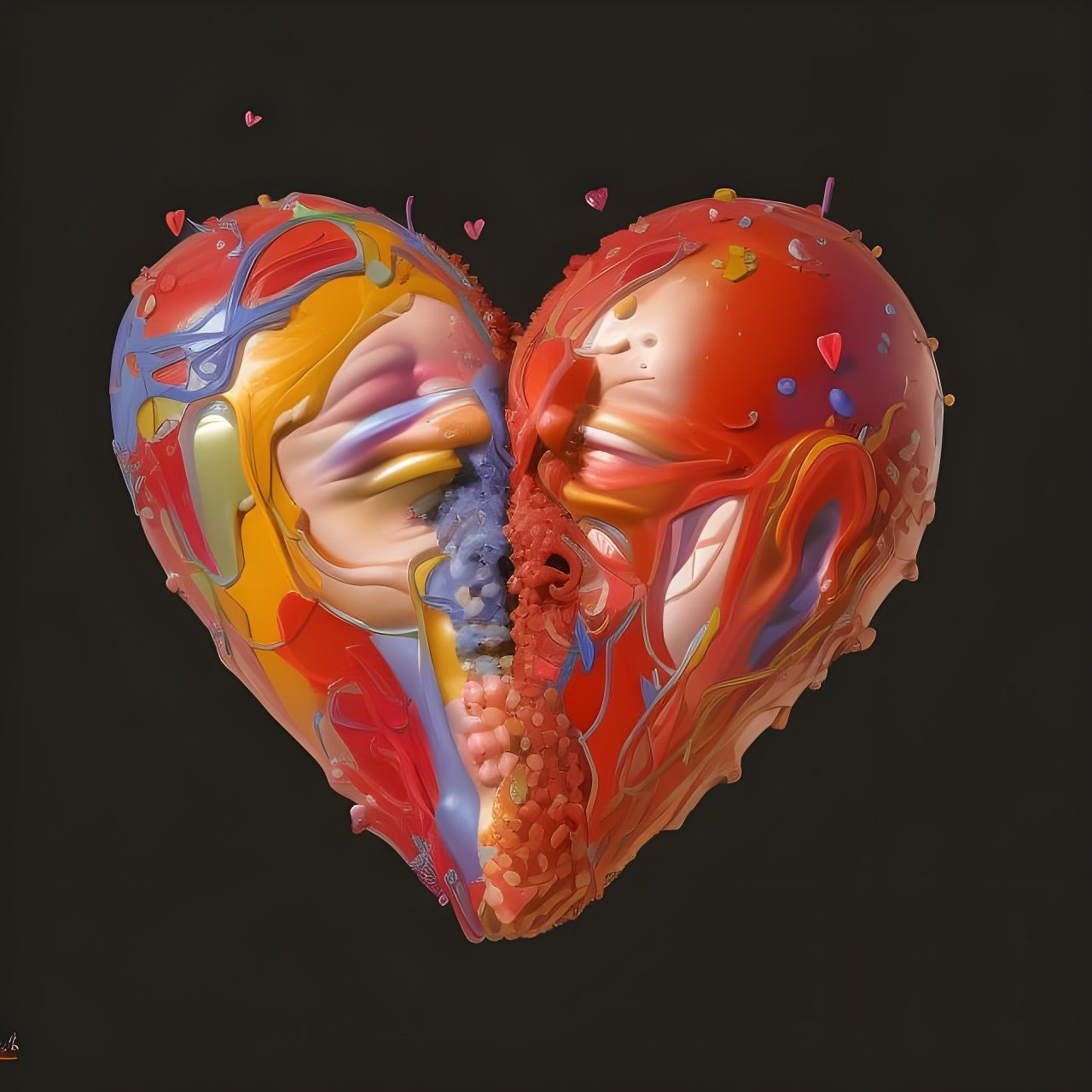 Melting Heart Art: Hyperrealistic Sci-Fi Concept