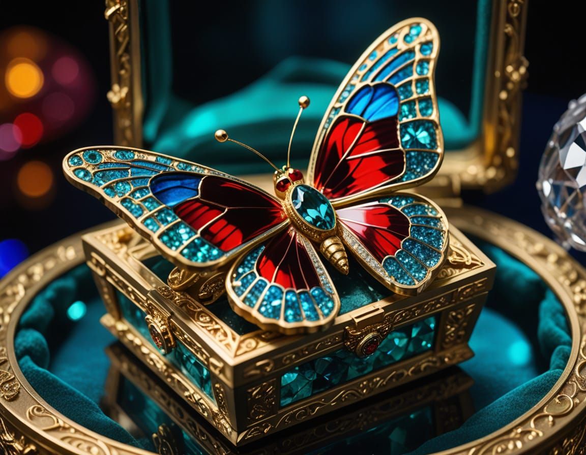 Luxurious Butterfly Jewel, High-End Jewelry Display in Myste...