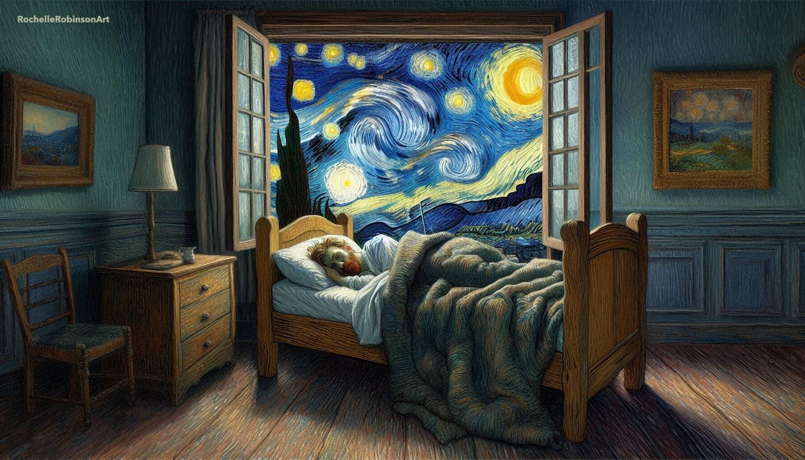 The Artist Sleeping Under A Starry Night