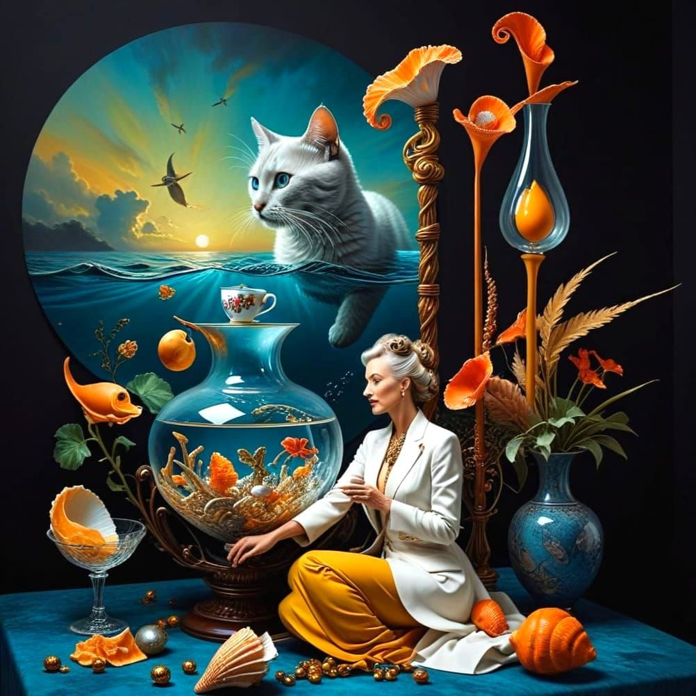 Enchanting Lady in Vibrant Surreal Scene