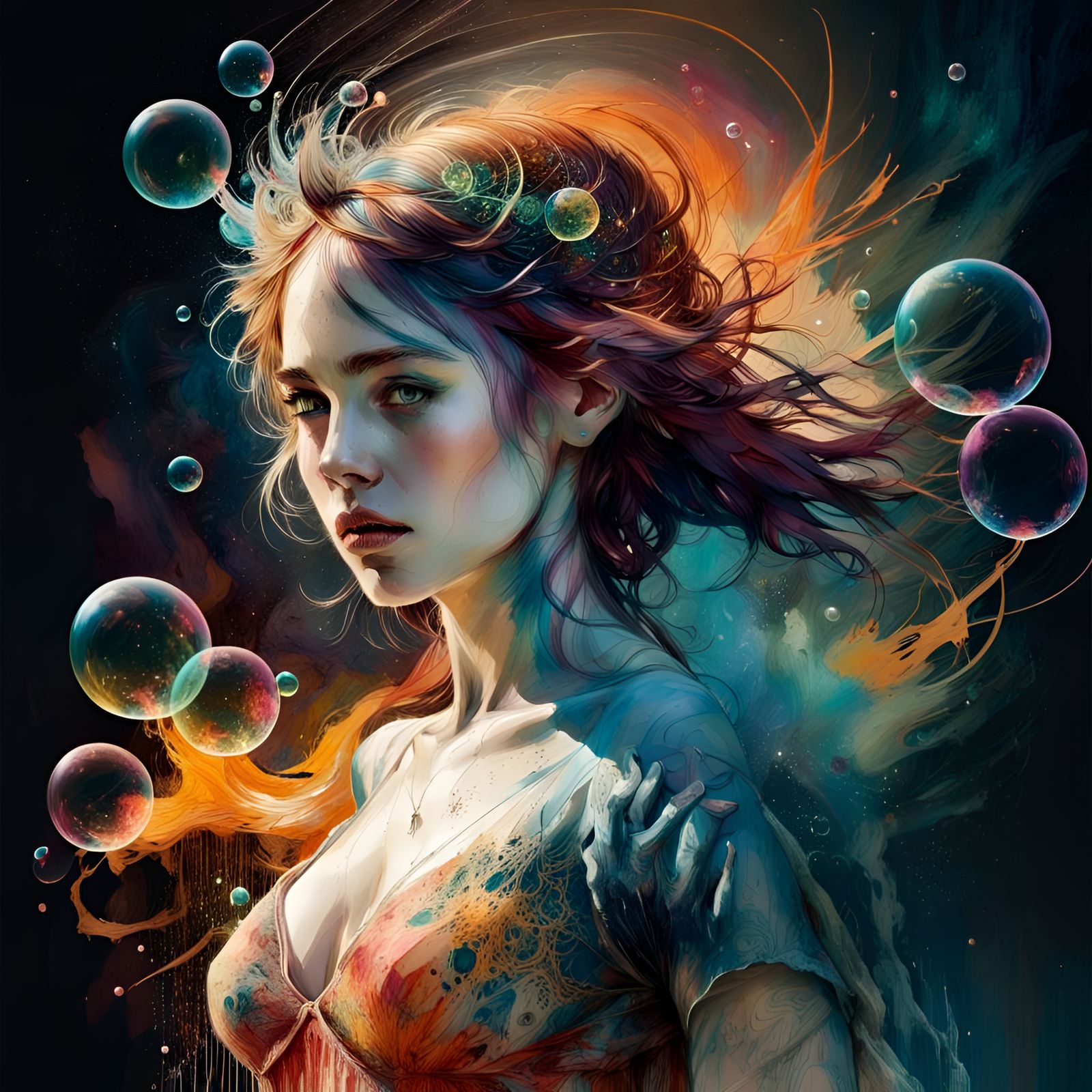 Bubbles, paint, and a pretty lady  by @Crystalline