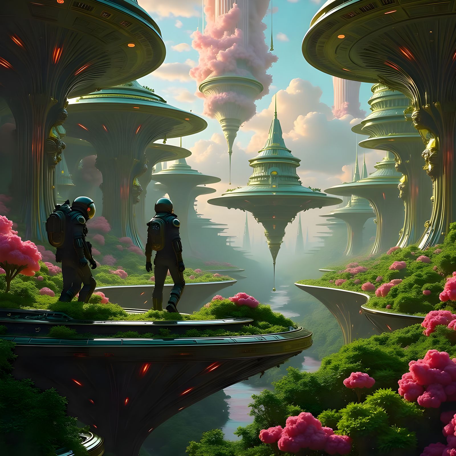 A 100K resolution extremely gigantic, sci fi trees, mushroom, planetary ...