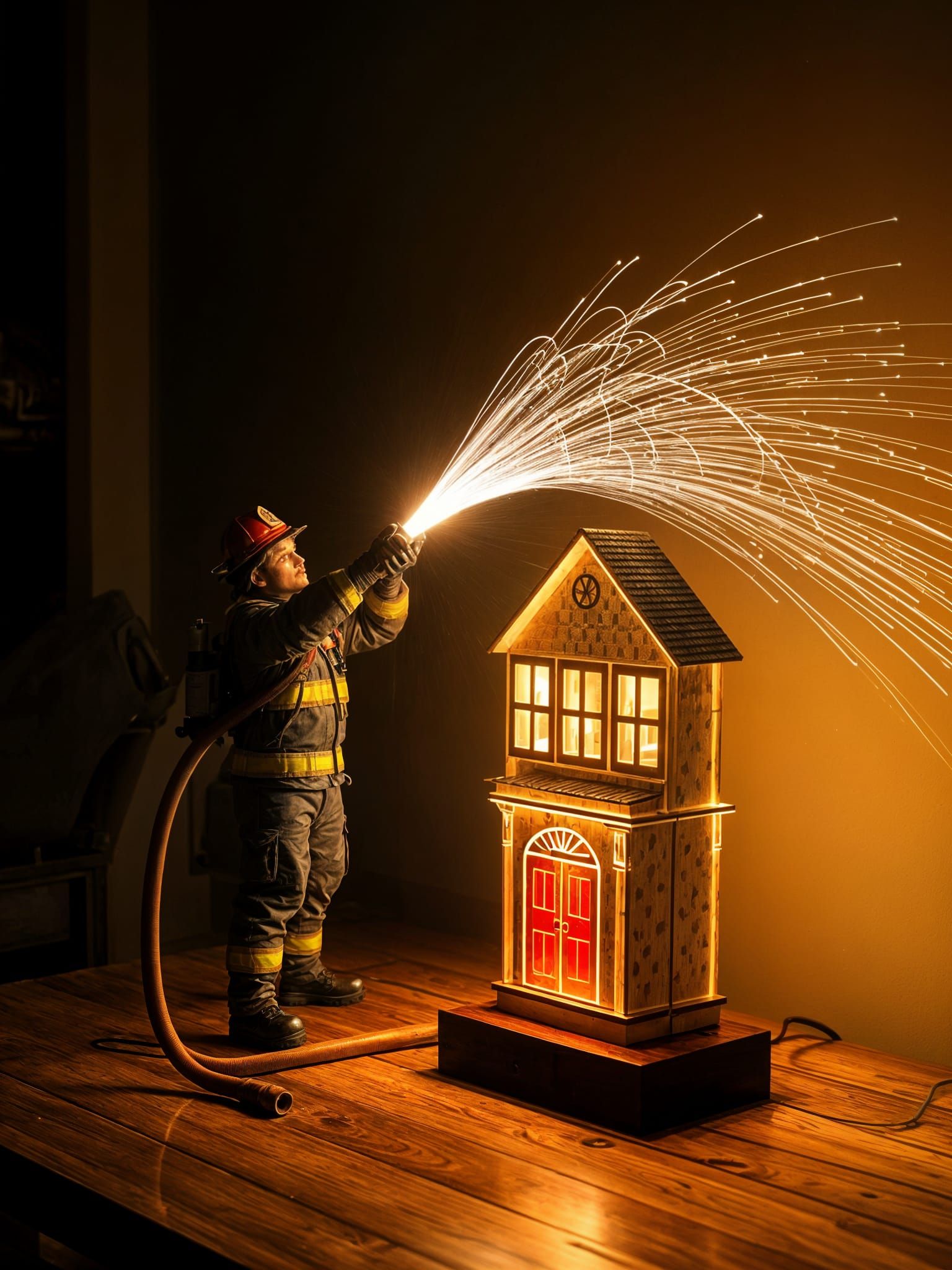 Fireman Fiber Optic Lamp  by @hrodebaiart