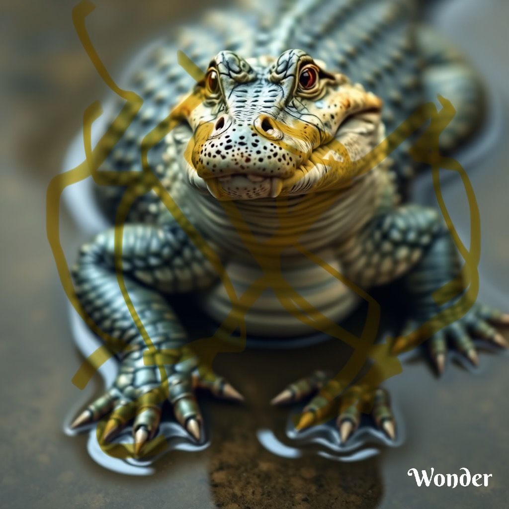 An alligator with stinky feet.