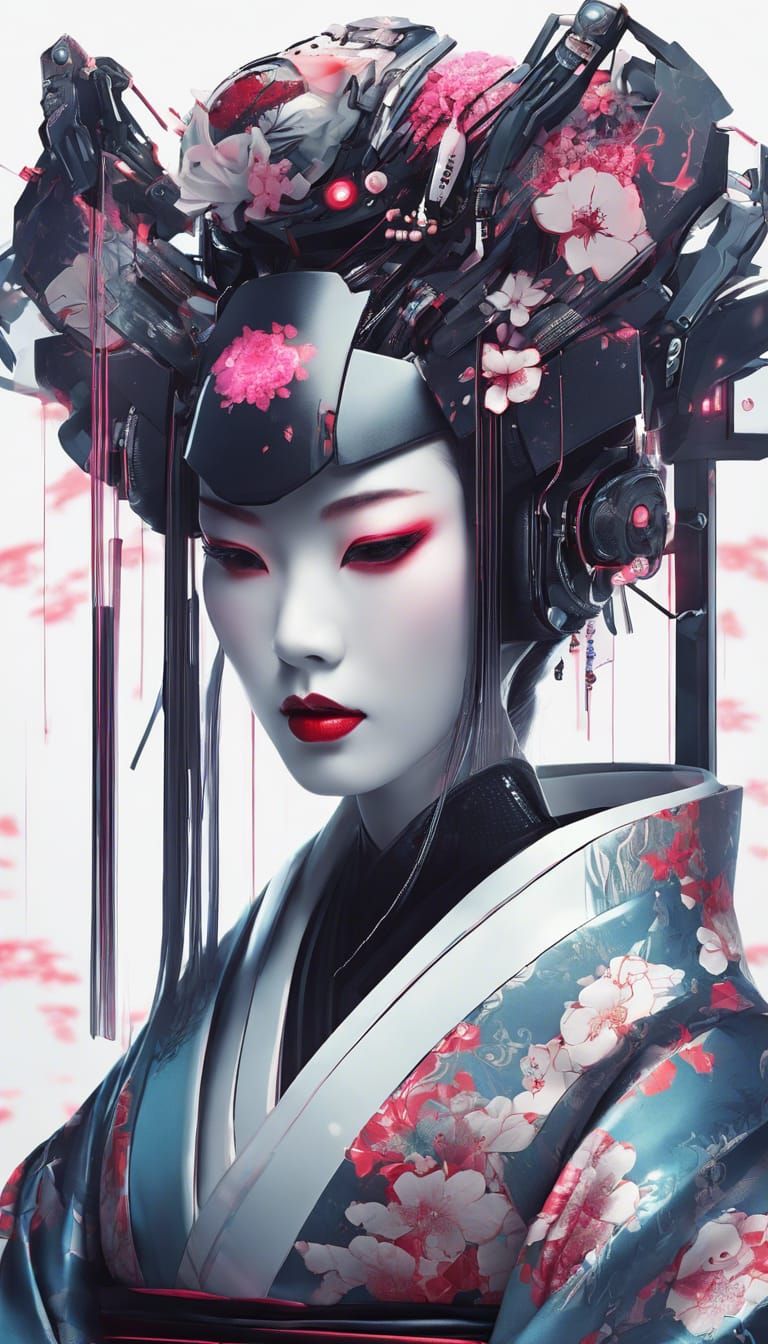 Beautiful cyber geisha AI Generated Artwork NightCafe Creator