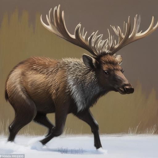 Hedgehog draws a portrait of a moose 
By Zinaida Serebriakov...