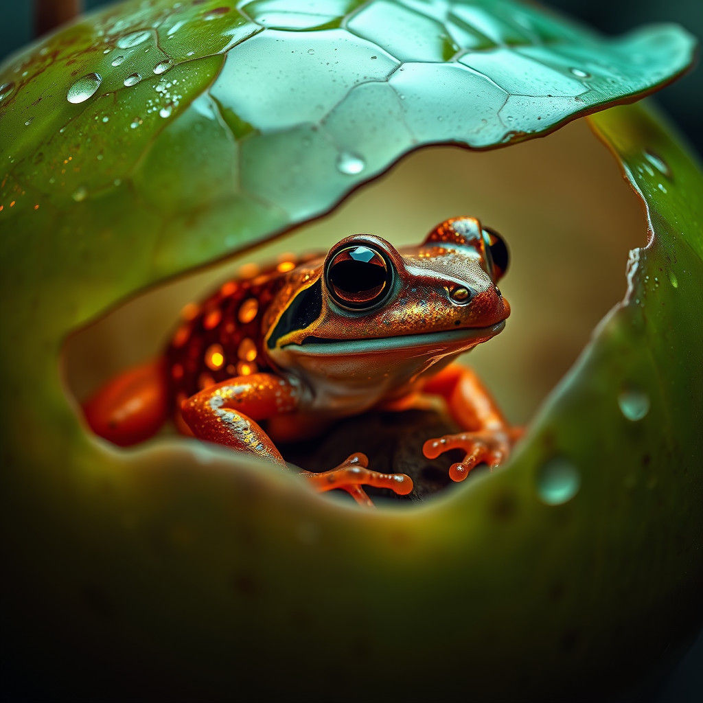 Colorful Amphibian Within Leafy Haven!