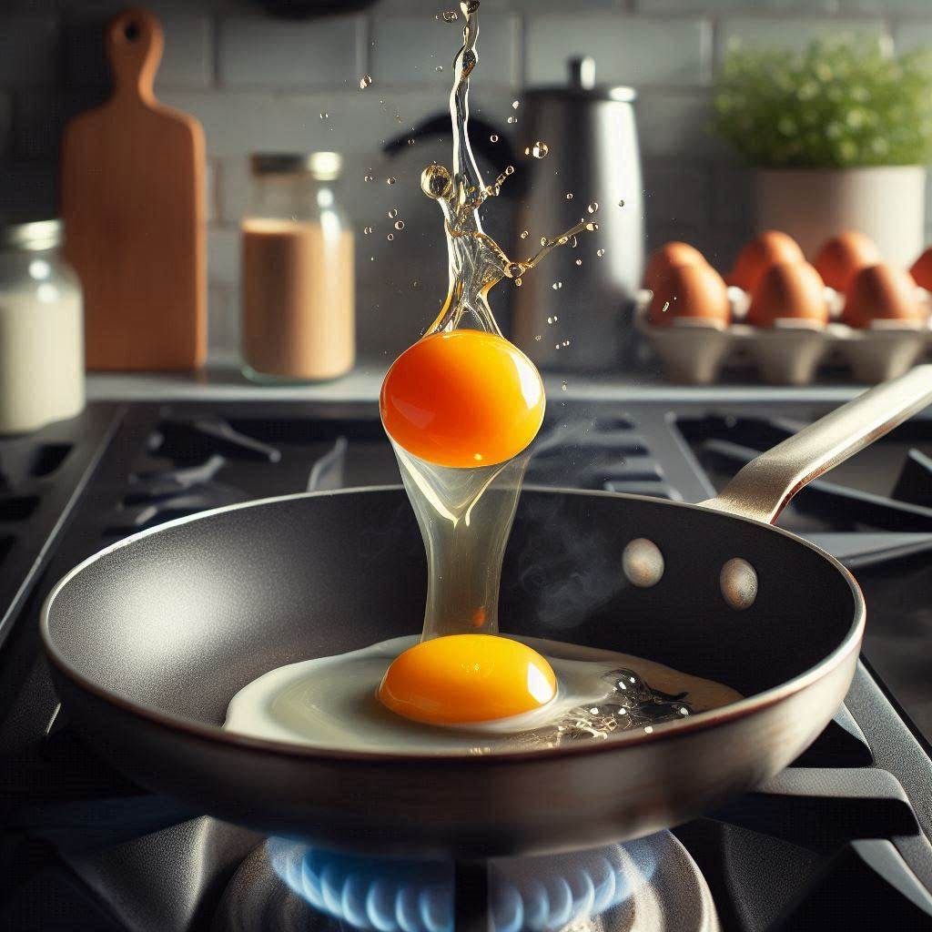 No joke yolk(s): Epic divin' entrance to fryin' pan