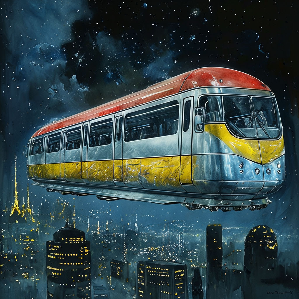 A flying futuristic train at night#2 – PL