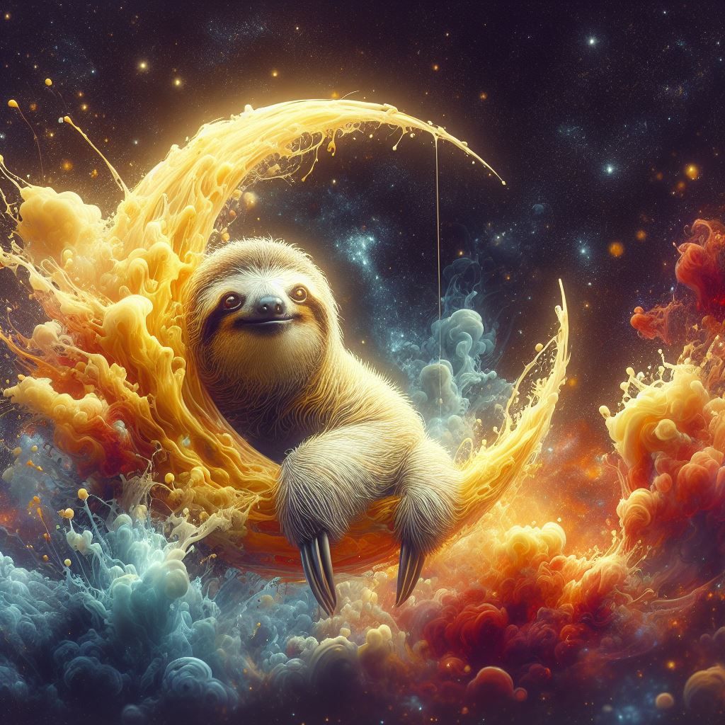 Sloth hanging on the moon 2 - AI Generated Artwork - NightCafe Creator