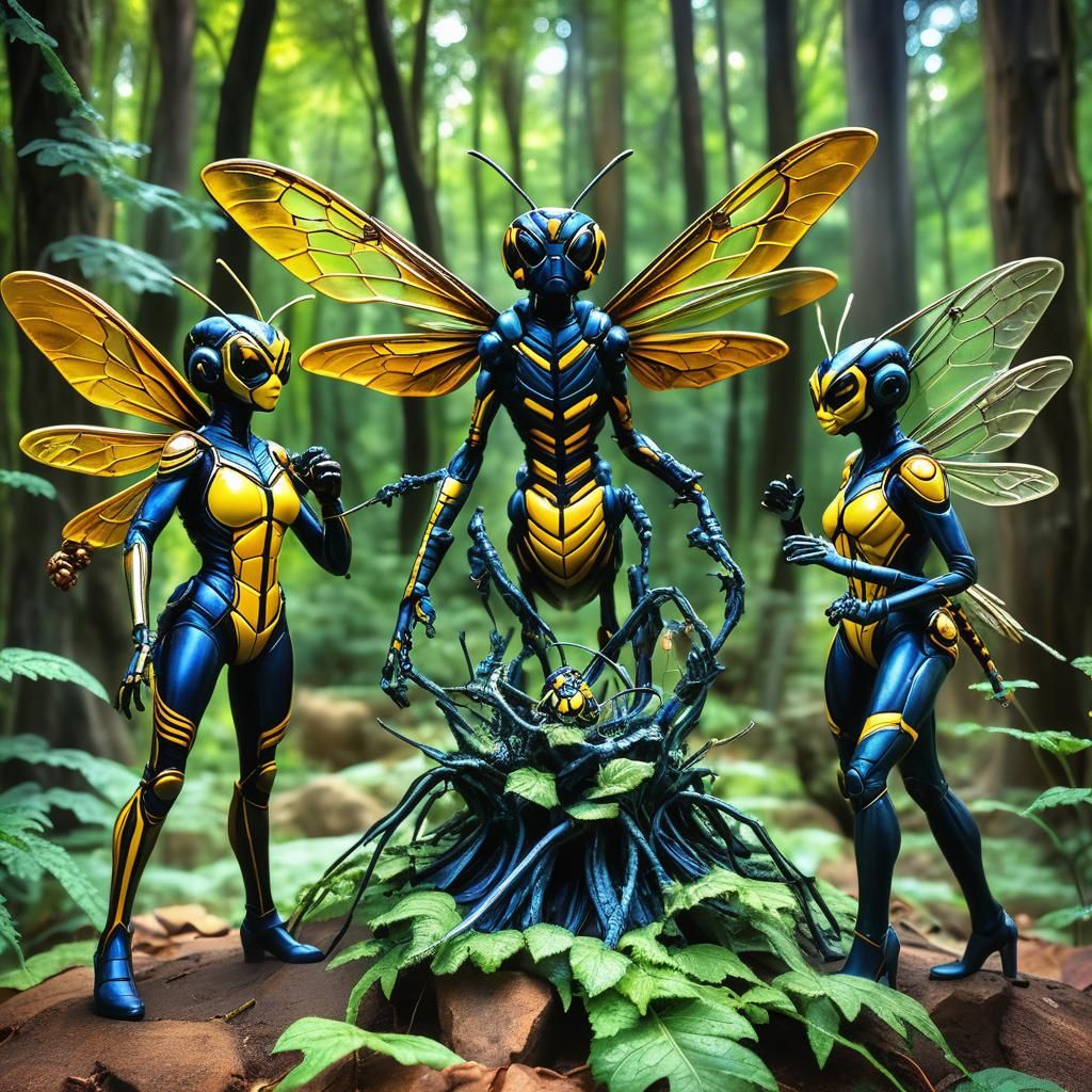 wasps in the  forest