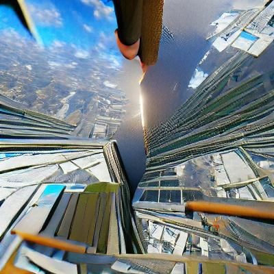 Falling off of a tall skyscraper first person view 8k resolution