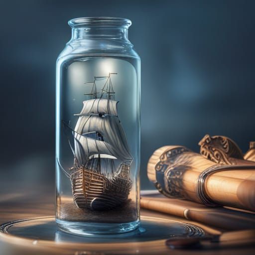 Ship inside Glass Bottle AI Generated Artwork NightCafe Creator