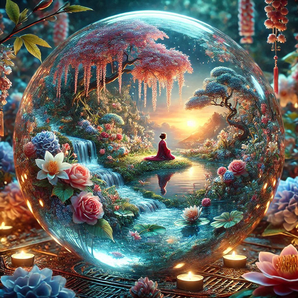 Japanese princess in a magical glass