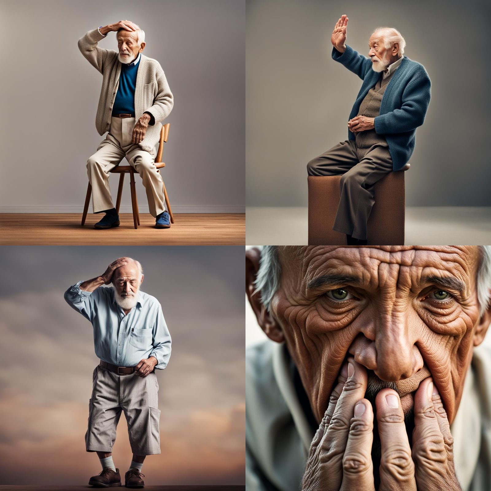 Elderly Man Praying: Professional Color Portrait