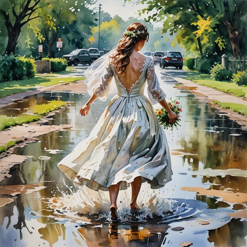 PUDDLES AND A BRIDAL GOWN