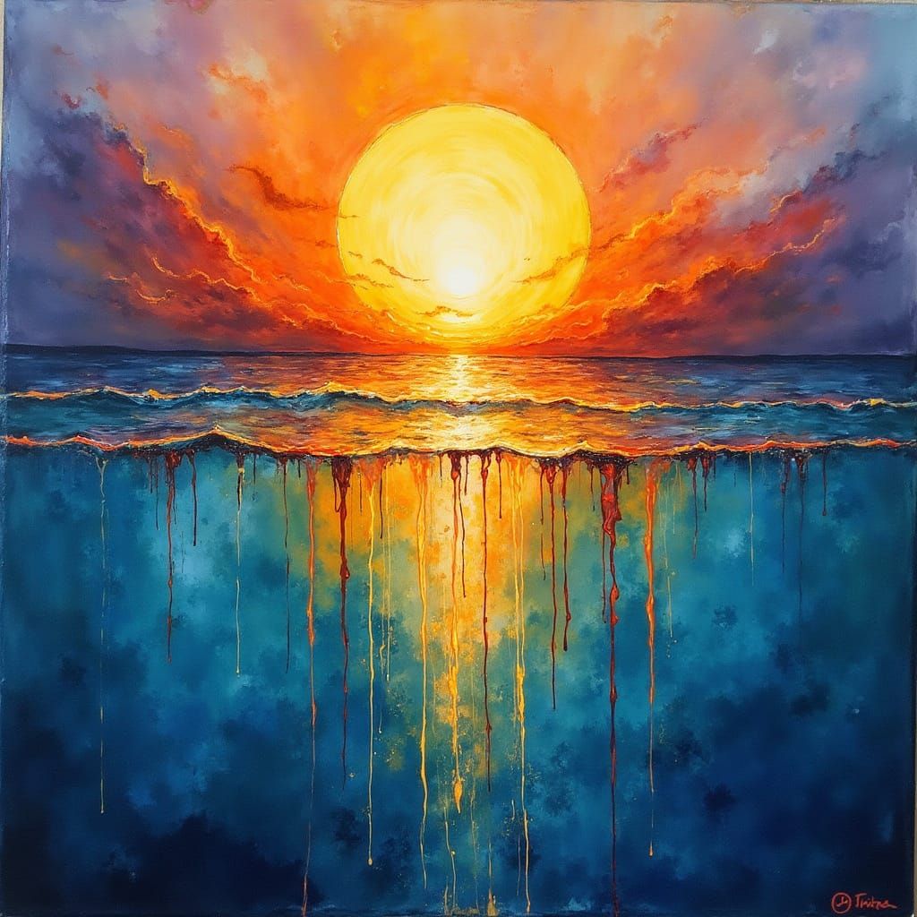 Sun, sea and dripping paint