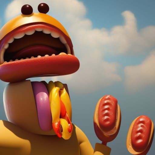 hotdog eating man